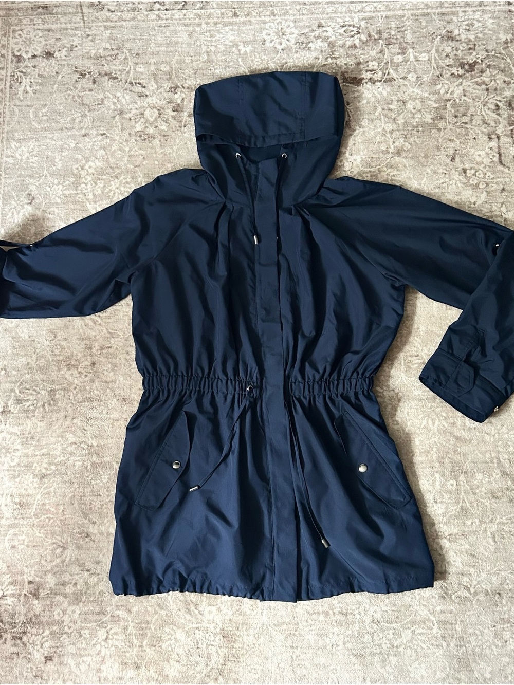 White House Black Market Navy Hooded windbreaker
